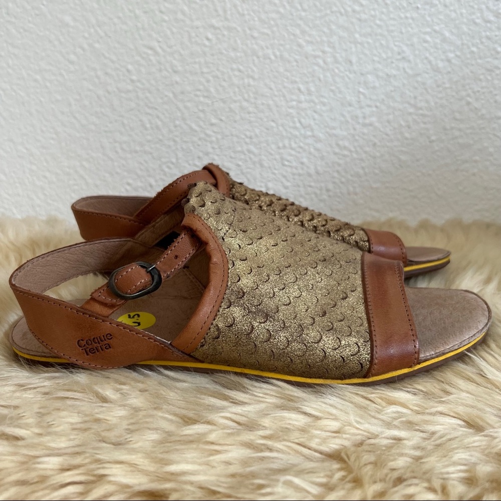 Anthropologie Coque Terra Gold Sandals